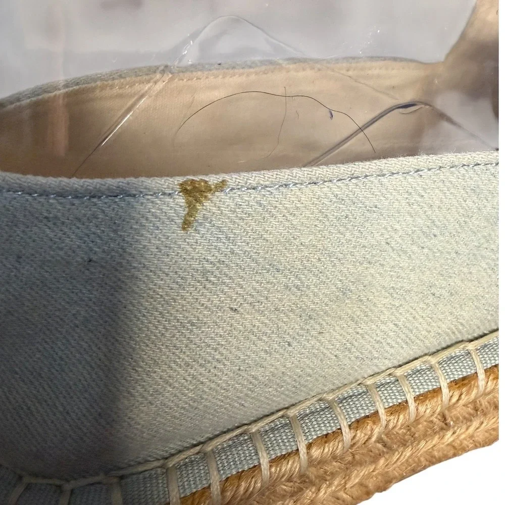 NWOT ASOS Blue Denim Black Cap‎ Toe Espadrille Flat Shoes Women's Size 7